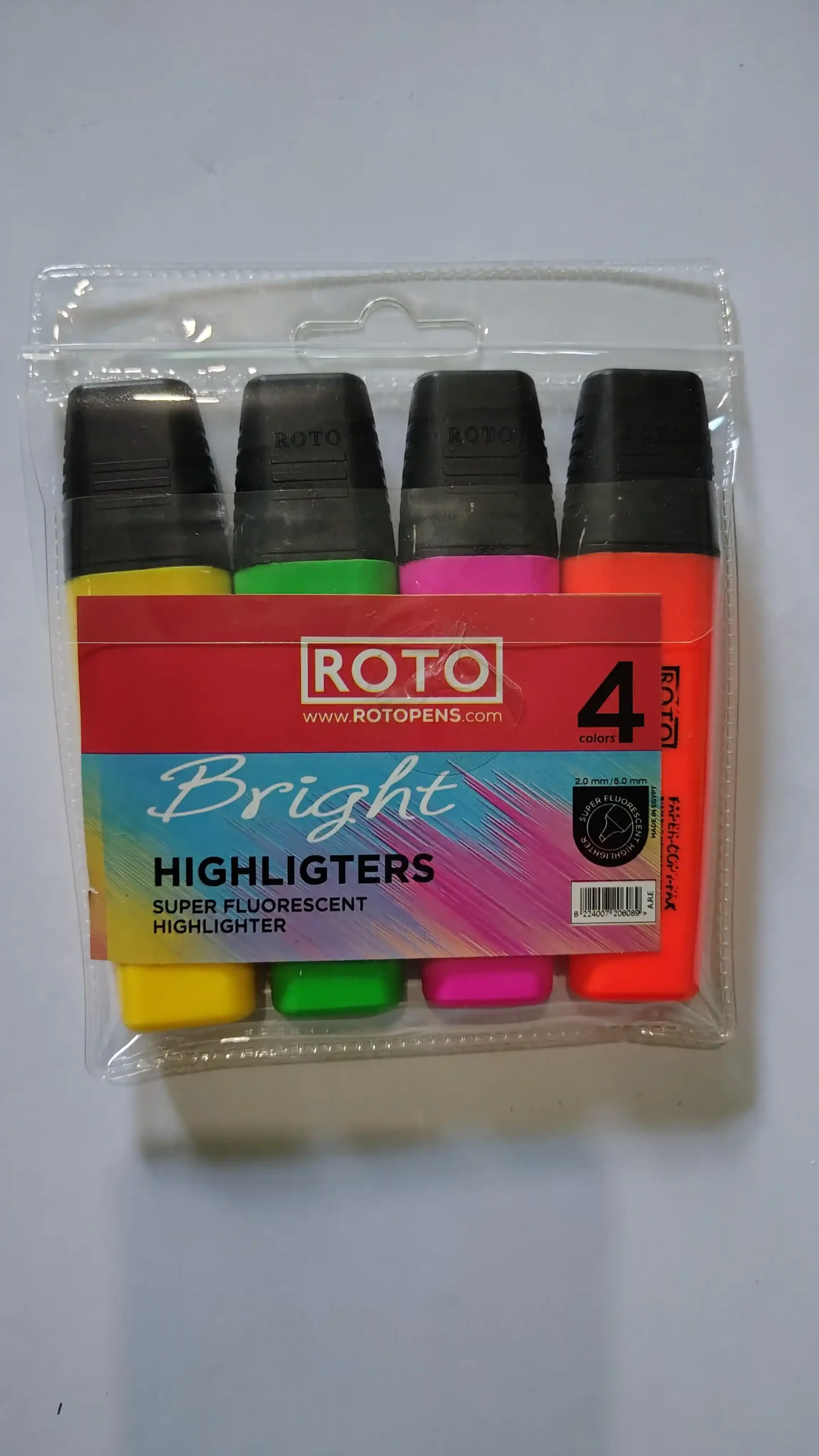 طقم الوان فسفوري روتو 4 الوان للتحديد طقم الوان فسفوري روتو مكون من 4 الوان للتظليل وتنظيم المذاكره