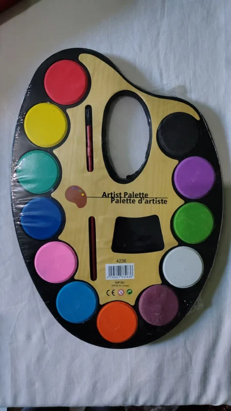 بالته الوان مائيه12 لون حجر خشب تستخدم في الرسم والتلوين بالمياه