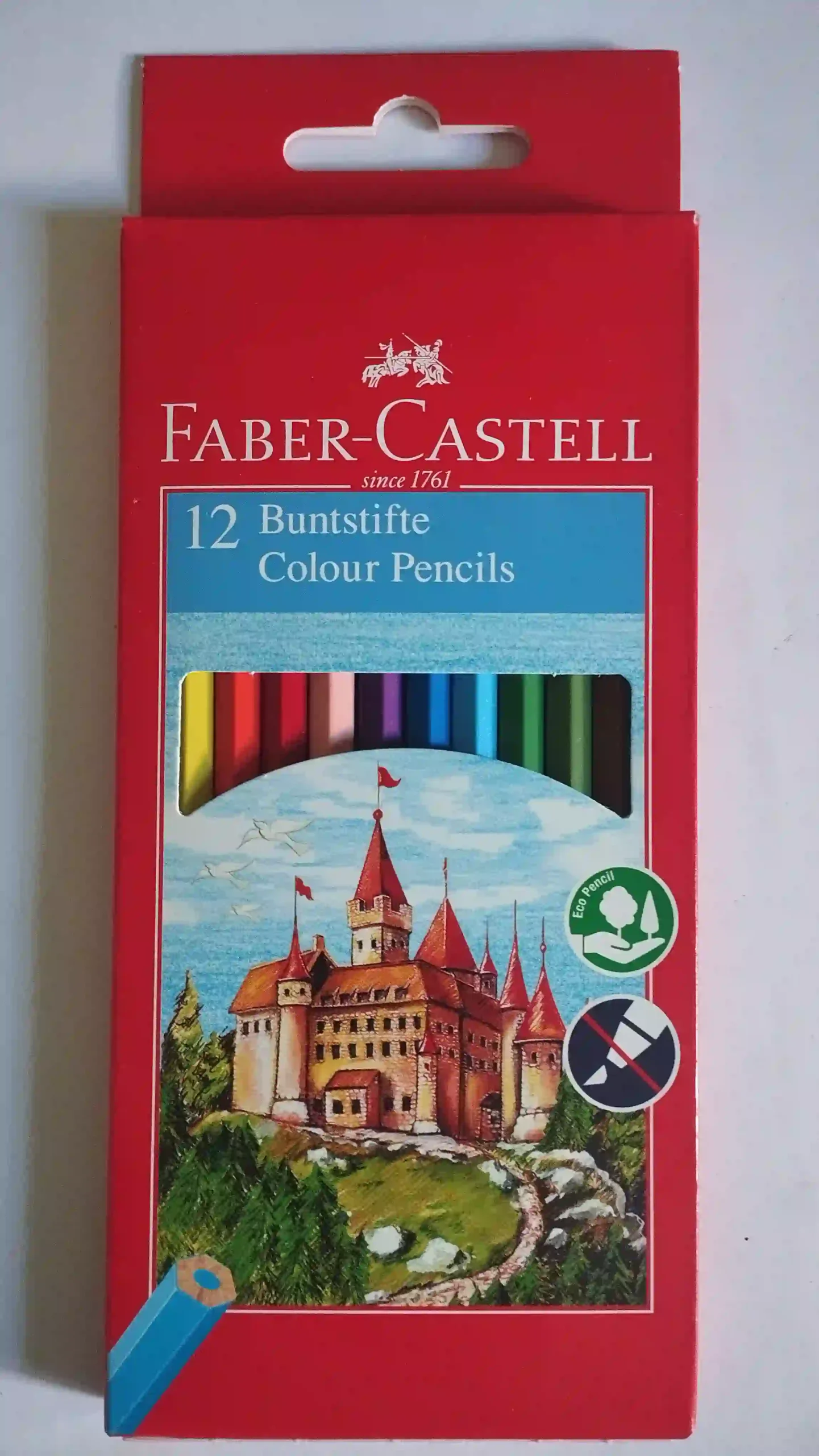 12 قلم تلوين فابر كاستل طويل الوان خشب اصلي علبه 12 قلم تلوين فابر كاستل طويل الوان خشب اصلي مناسب للرسم المدرسي