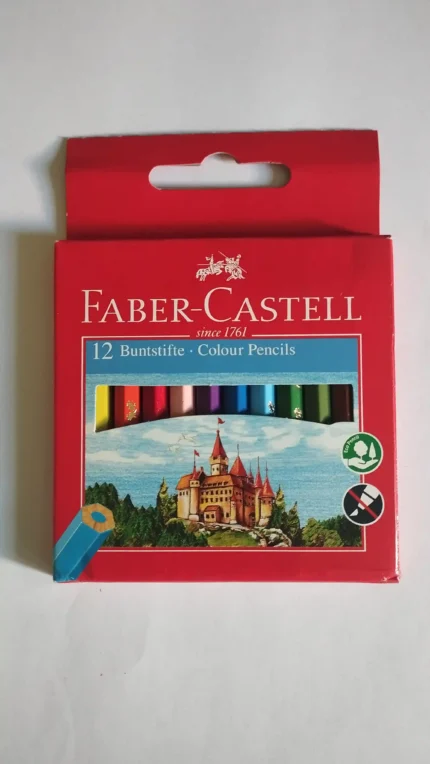 12 قلم تلوين فابر كاستل قصير داخل علبه كرتونيه اصليه متعدد الالوان للرسم المدرسي
