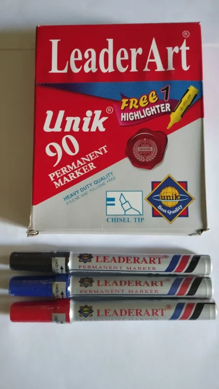 3 اقلام ماركر لوحه LeaderArt Unik 90 الوان مختلفه احمر وازرق واسود الوصف: