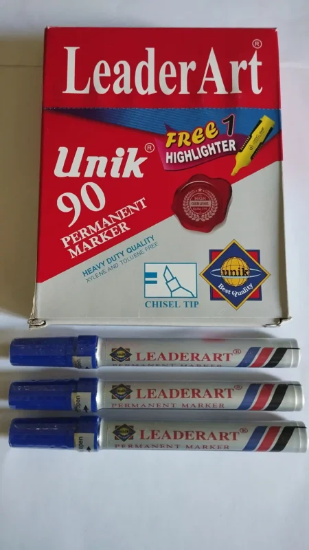 3 قلم لوح دائم LeaderArt Unik 90 لون ازرق سن عريض