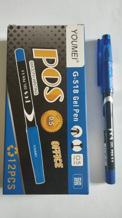 6 اقلام جل youmei pos g518 ازرق سن 0.5 مم للكتابة الدقيقة