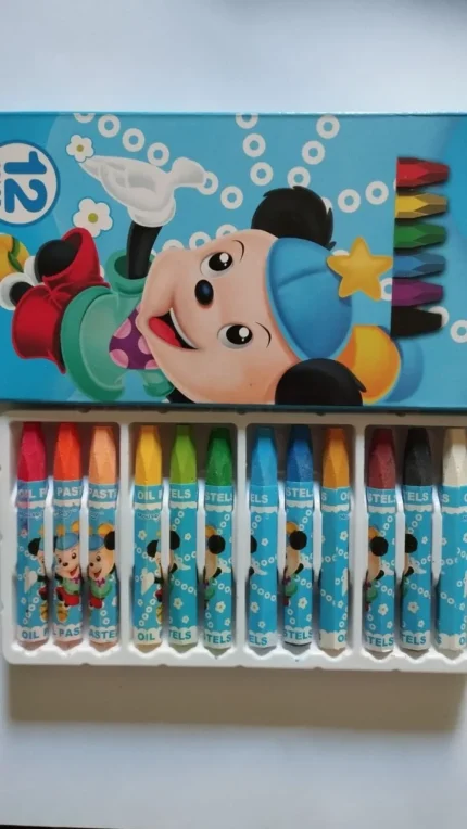 12 لون باستيل شمع للاطفال داخل علبة كرتون ملونة للرسم والتلوين