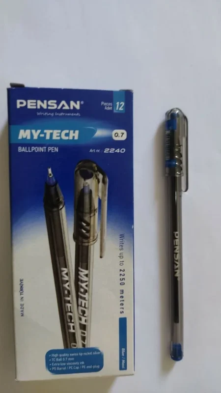 6 أقلام جاف بنسان MY-TECH سن 0.7 مم بحبر أزرق للكتابة اليومية