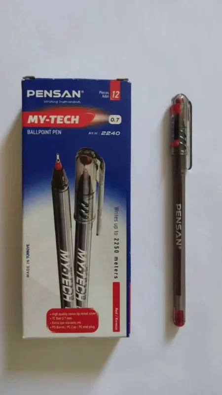 6 أقلام جاف بنسان MY-TECH سن 0.7 مم بحبر أحمر للكتابة والتصحيح